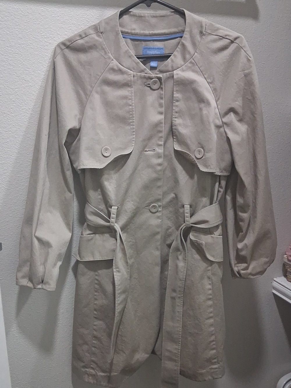 Vera Wang Light Beige/brown Trench Coat with Waist Tie